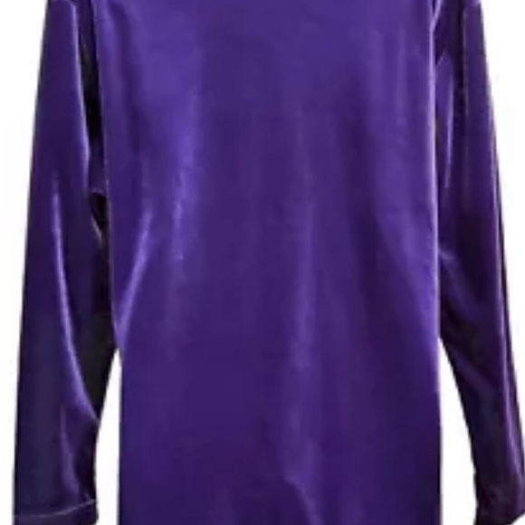 Vintage DVF Diane Von Furstenberg Velour Velvet Tunic Top Blouse L Purple Gold - Picture 7 of 10